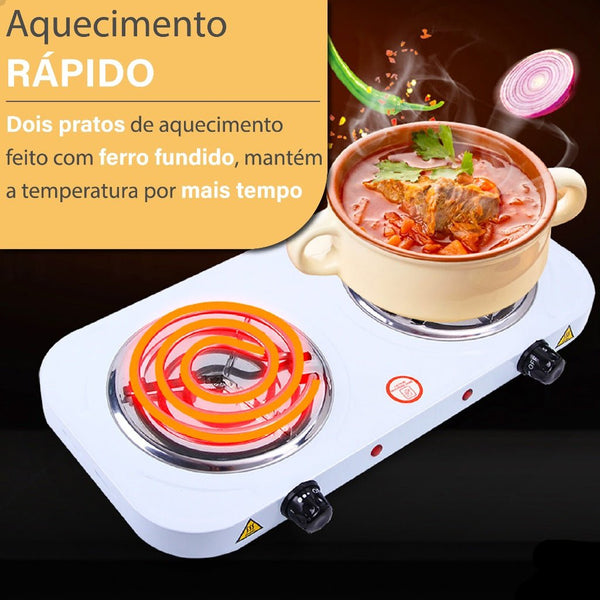 Fogão Fogareiro Elétrico Cooktop Camping 2500 Watts 2 Bocas + Panela de Brinde!!